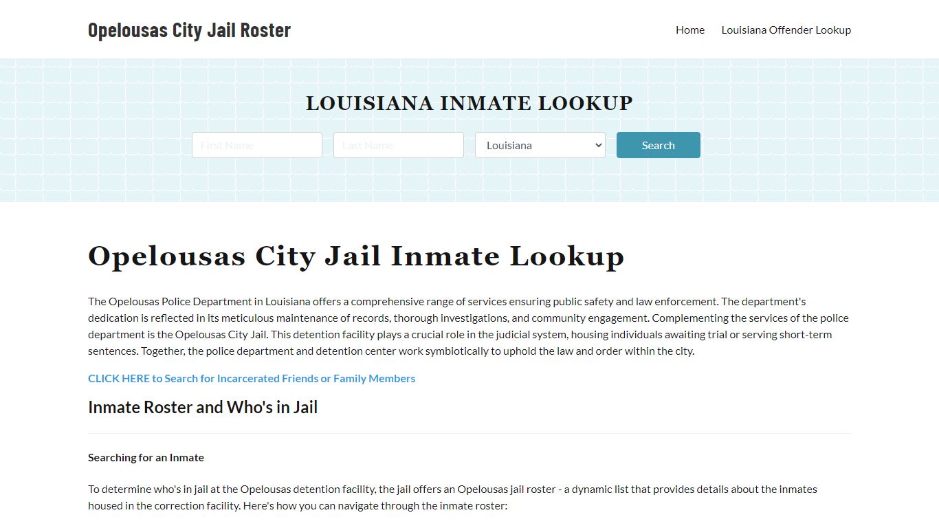 Opelousas Police Department & City Jail, LA Inmate Roster, Arrests ...