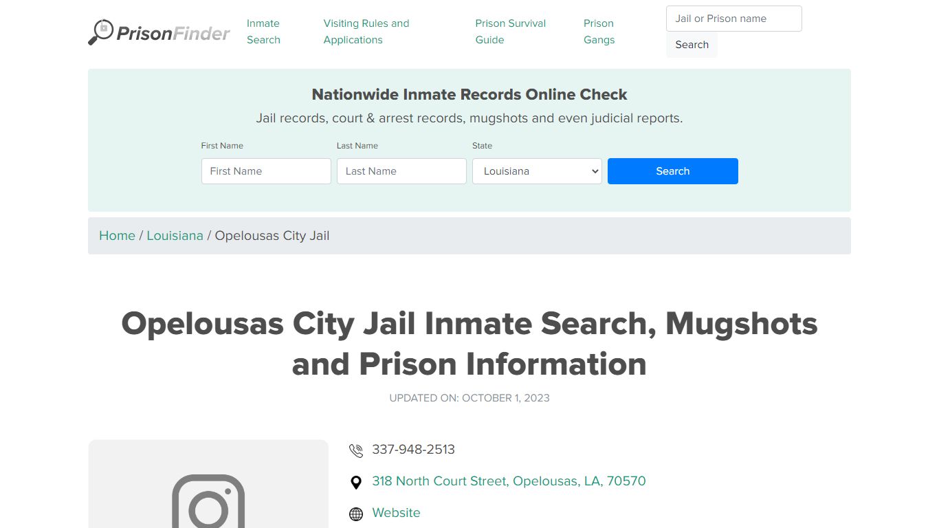 Opelousas City Jail Inmate Search, Mugshots, Visitation, Phone no ...